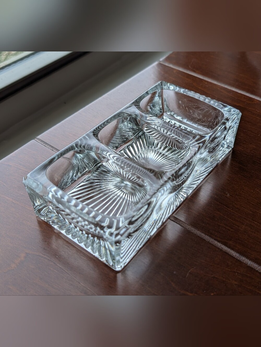 Vintage 1920s Frank A Weeks EAPG Star Burst Triple-Compartment Desk Organizer